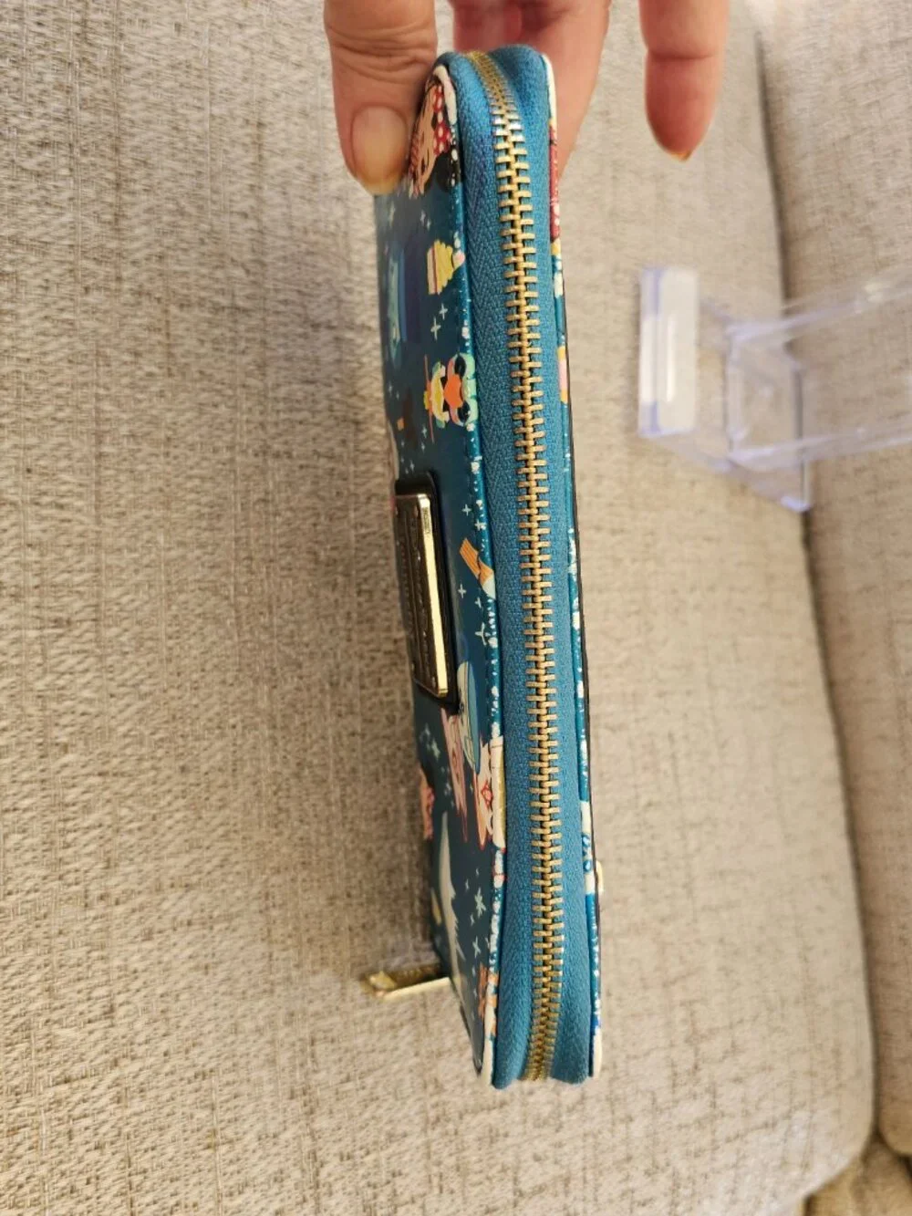 Disney Parks Loungefly Teal Character Icon Print Zip Around Wallet L9120